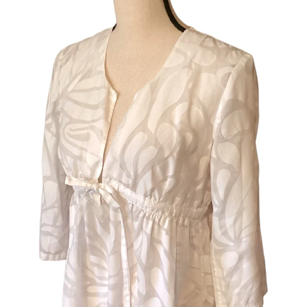 J. Crew White Semi-Sheer‎ Swimsuit Cover-Up Empire Waist Drawstring Small